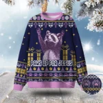 Raccoon Paws Up For Jesus Ugly Christmas Sweat