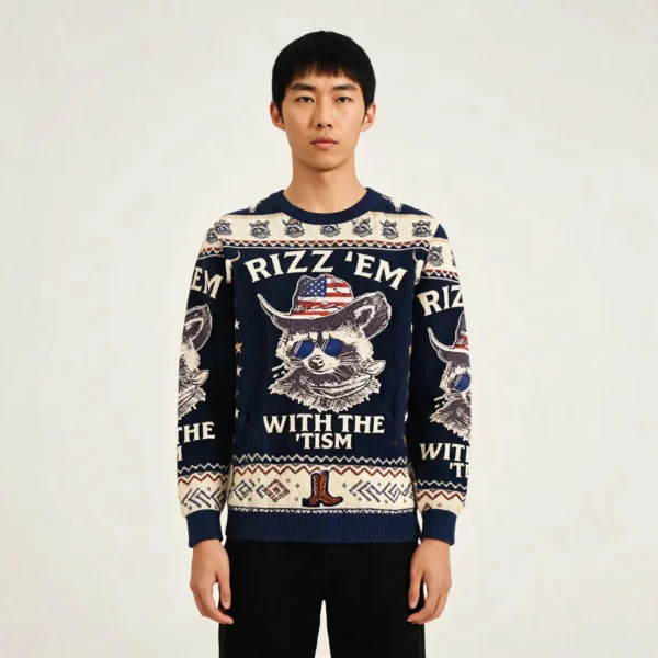 Raccoon Rizz Em With The Tism Ugly Sweater Hol
