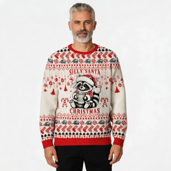 Raccoon Silly Santa Christmas Is For Jesus Ugl