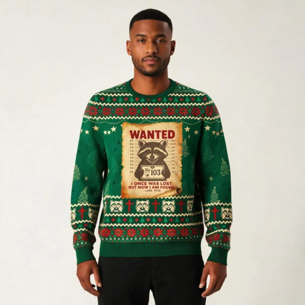 Raccoon Wanted 13 Ugly Christmas Sweater Anima