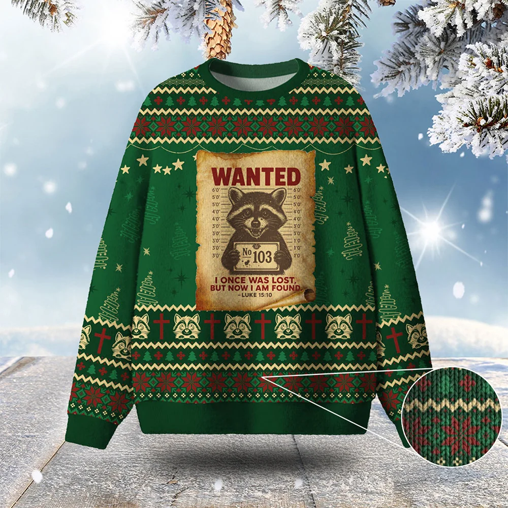 raccoon wanted 13 ugly christmas sweater animal themed winter.webp raccoon wanted 13 ugly christmas sweater animal themed winter.webp