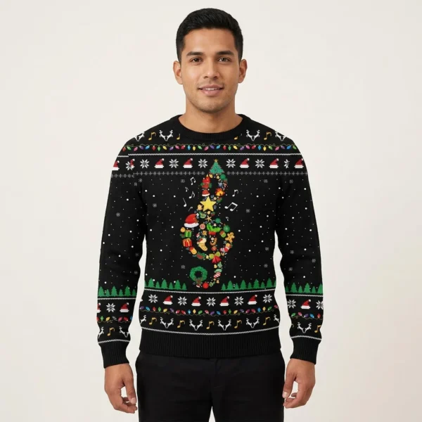 Radiant Music Note Ugly Xmas Sweater Funny Hol