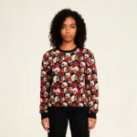 Red Floral Skull Ugly Christmas Sweater Holida