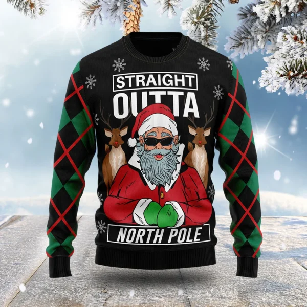 reindeer straight outta north pole ugly christmas sweater christmas.webp
