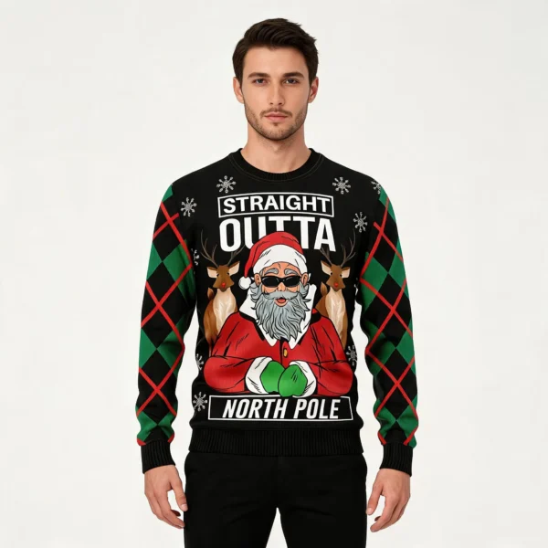 Reindeer Straight Outta North Pole Ugly Christ