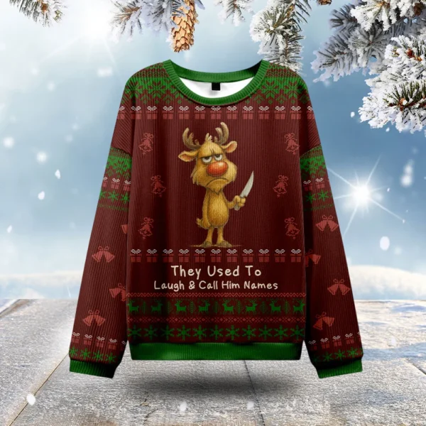 reindeer they used to laugh ugly christmas sweater best funny.webp