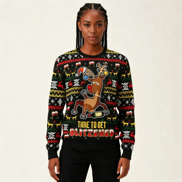 Reindeer Time To Get Blitzened Ugly Christmas