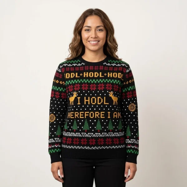 Reindeer Ugly Christmas Sweater I Hodl Christm