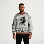 Retro Cat Smoking Christmas Ugly Sweater Xmas