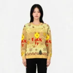 Retro Funny Cat Christmas Ugly Sweater Funny X