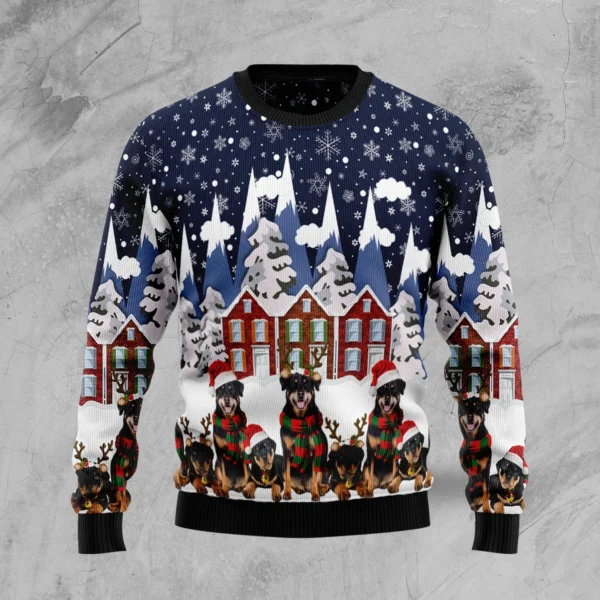 rottweiler family ugly christmas sweater.webp