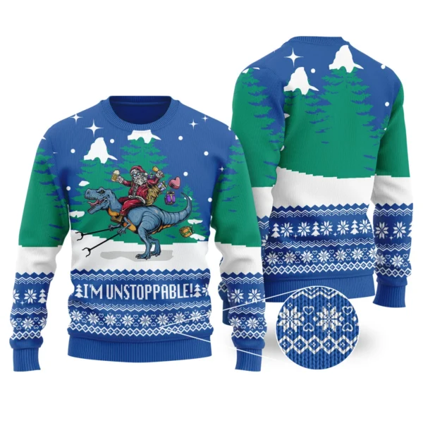 royal funny santa trex christmas sweater casual winter sweatshirt for.webp
