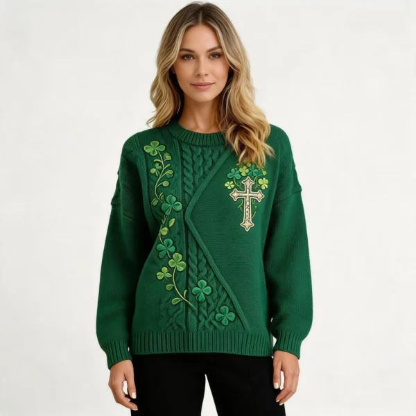 Saint Patricks Day Celtic Cross Sweater Holida