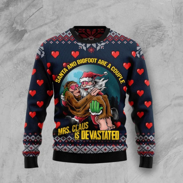santa and bigfoot are a couple ugly christmas sweater funny ugly xmas.webp