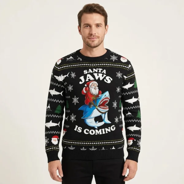 Santa And Shark Christmas Ugly Sweater Winter
