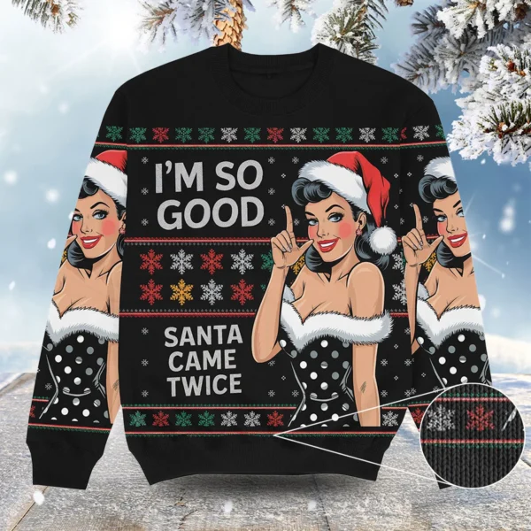 santa came twice christmas ugly sweater merry xmas apparel brother in.webp