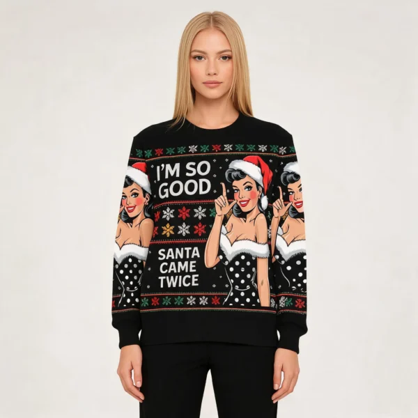 Santa Came Twice Christmas Ugly Sweater Merry