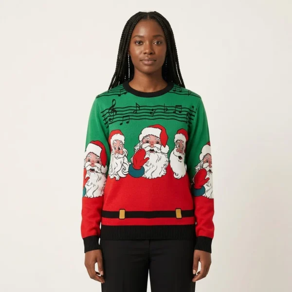 Santa Claus and Music Notes Ugly Christmas Swe