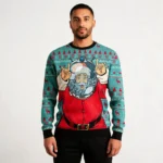 Santa Claus Astronaut Ugly Christmas Sweater X