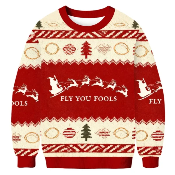 santa claus fly you fools funny christmas ugly sweater christmas.webp