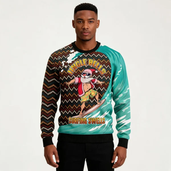 Santa Claus Jingle Bells Surfing Swells Ugly C