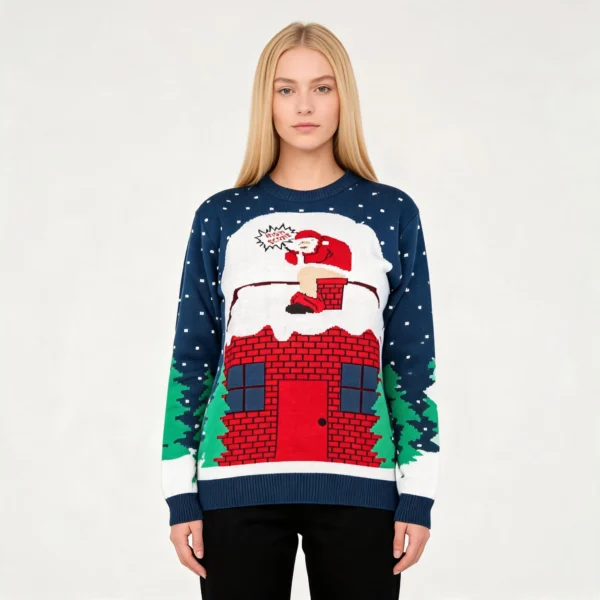 Santa Claus Pooping Chimney Ugly Christmas Swe