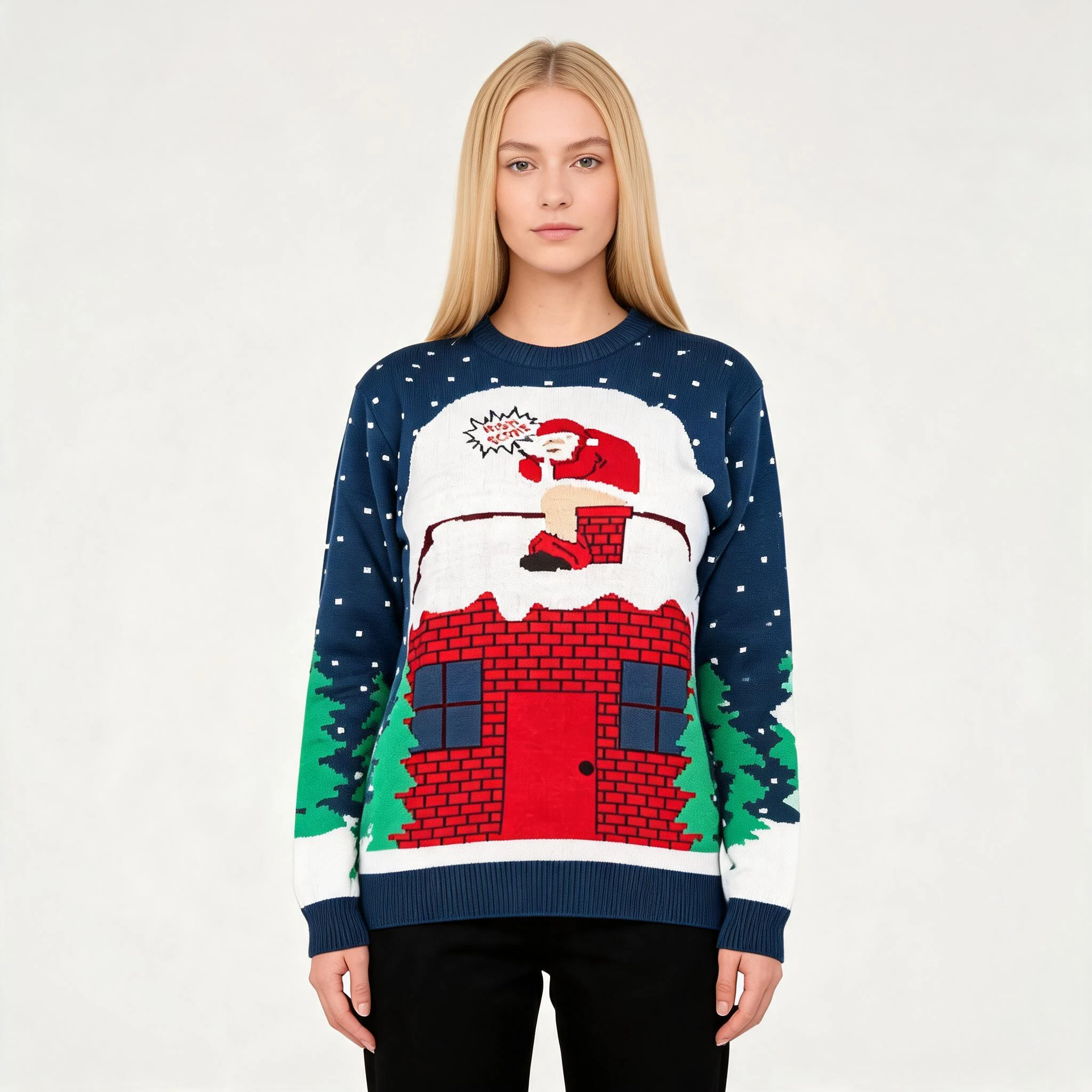 Santa Claus Pooping Chimney Ugly Christmas Swe Santa Claus Pooping Chimney Ugly Christmas Swe