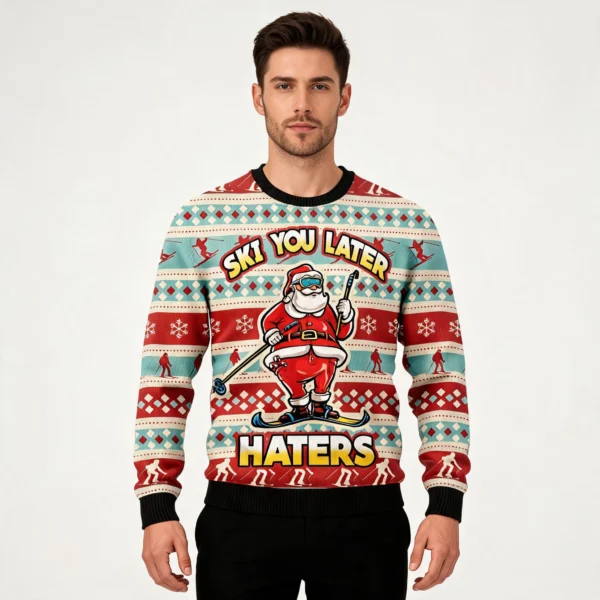 Santa Claus Ski You Later Ugly Christmas Sweat