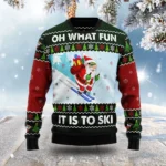 Santa Claus Skiing Christmas Ugly Sweater Holi