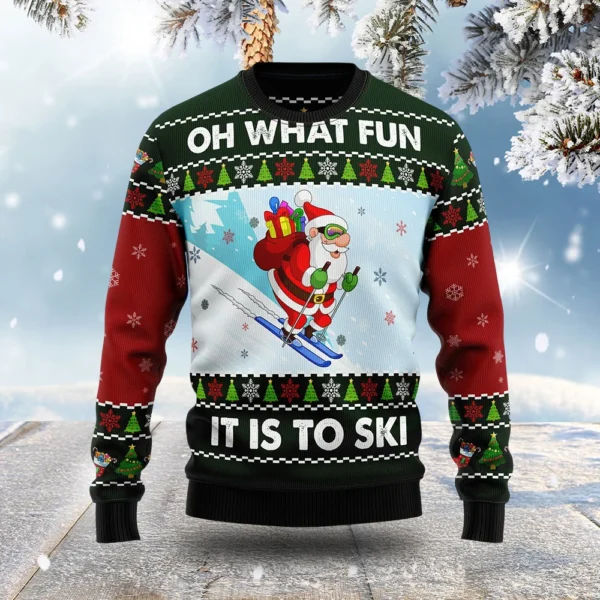 santa claus skiing christmas ugly sweater holiday apparel cool xmas.webp