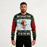 Santa Claus Skiing Christmas Ugly Sweater Holi