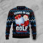 Santa Clause Golf Wonderland Ugly Christmas Sw