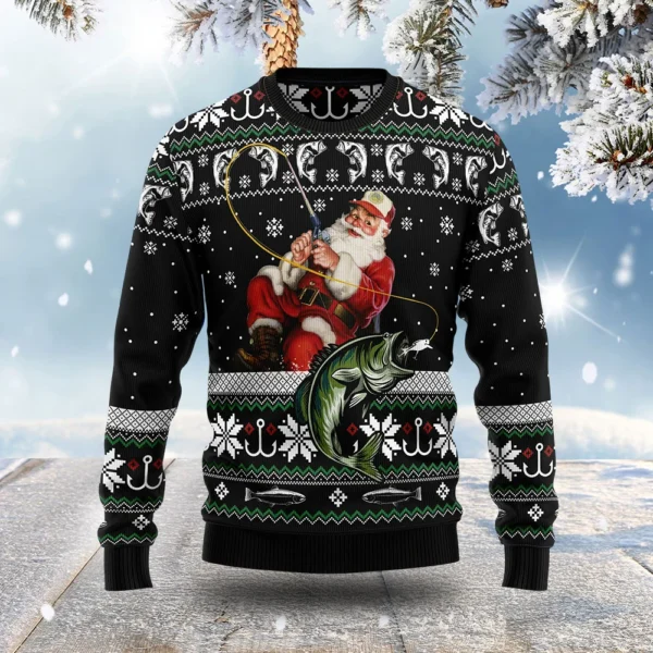 santa fishing ugly christmas sweater christmas clothing presents for.webp