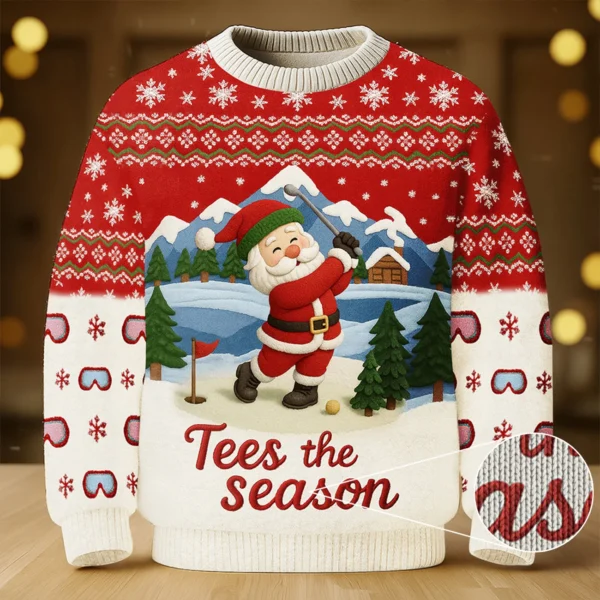 santa golfing tees the season ugly sweater christmas xmas apparel.webp