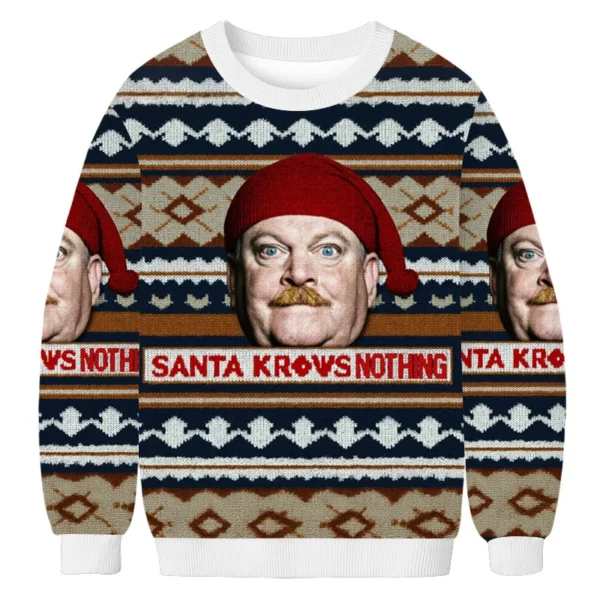 santa knows nothing christmas ugly sweater holiday apparel secret.webp