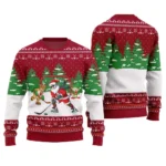 Santa Plays Hockey Ugly Christmas Sweater Perf