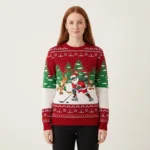 Santa Plays Hockey Ugly Christmas Sweater Perf
