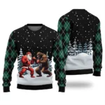 Santa Vs Bigfoot Boxing Ugly Holiday Sweater C