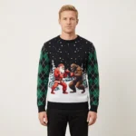 Santa Vs Bigfoot Boxing Ugly Holiday Sweater C