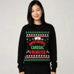Santa’s Favorite Cardiac Nurse Shirt Ugly Christmas Sweater T-shirt worn by a model