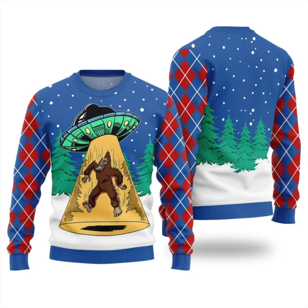 sasquatch alien ugly christmas sweater for women perfect holiday gift.webp