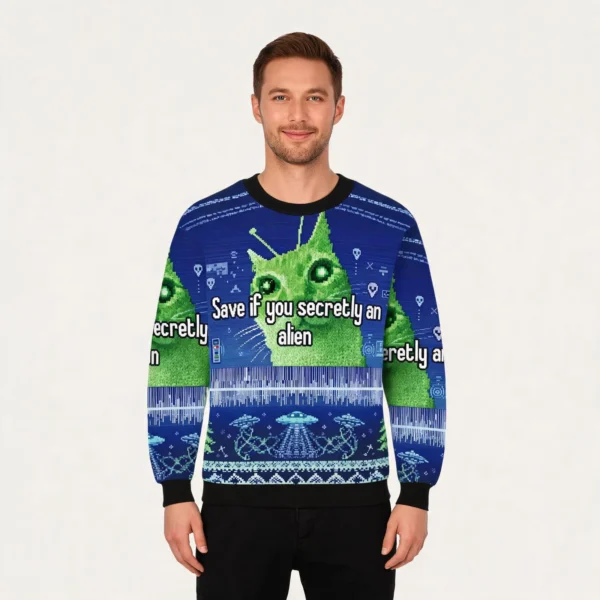 Save If You Secretly An Alien Cat Meme Christm