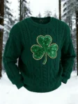 Shamrock Sequin Sweater St Patricks Day Outfit