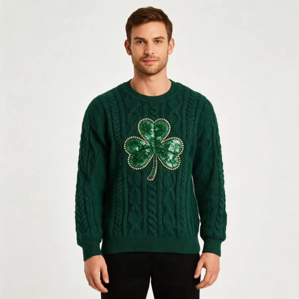 Shamrock Sequin Sweater St Patricks Day Outfit