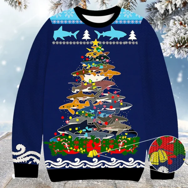 shark ocean theme christmas ugly sweater christmas gift ideas for.webp