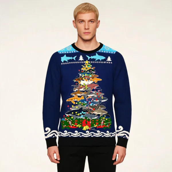 Shark Ocean Theme Christmas Ugly Sweater Chris