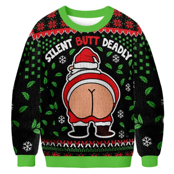 silent butt deadly fun christmas ugly sweater christmas apparel funny.webp