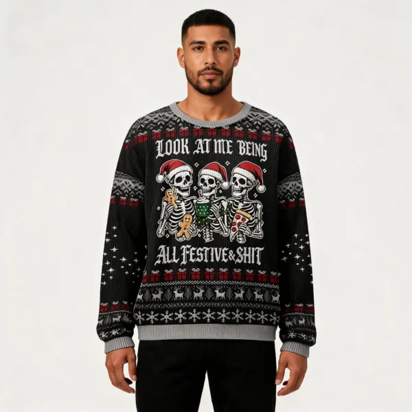 Skeleton Look At Me Being Festive Christmas Ug