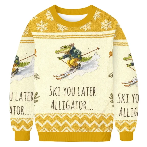 skiing alligator ski you later alligator ugly sweater xmas wear.webp