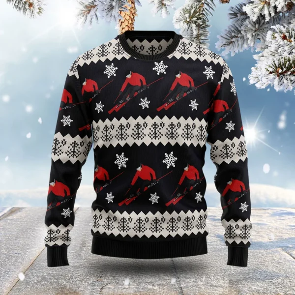 skiing ugly christmas sweater sport themed winter clothing xmas gift.webp